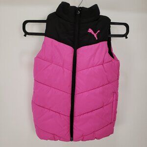 Puma Pink Puffy Vest Girls Size XXS (3/4) Full Zip